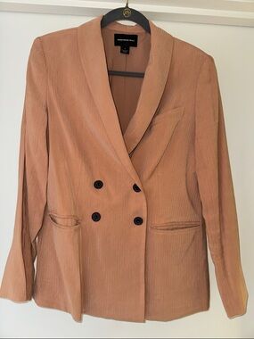 Something Navy Double-Breasted Blazer in Dusty Rose